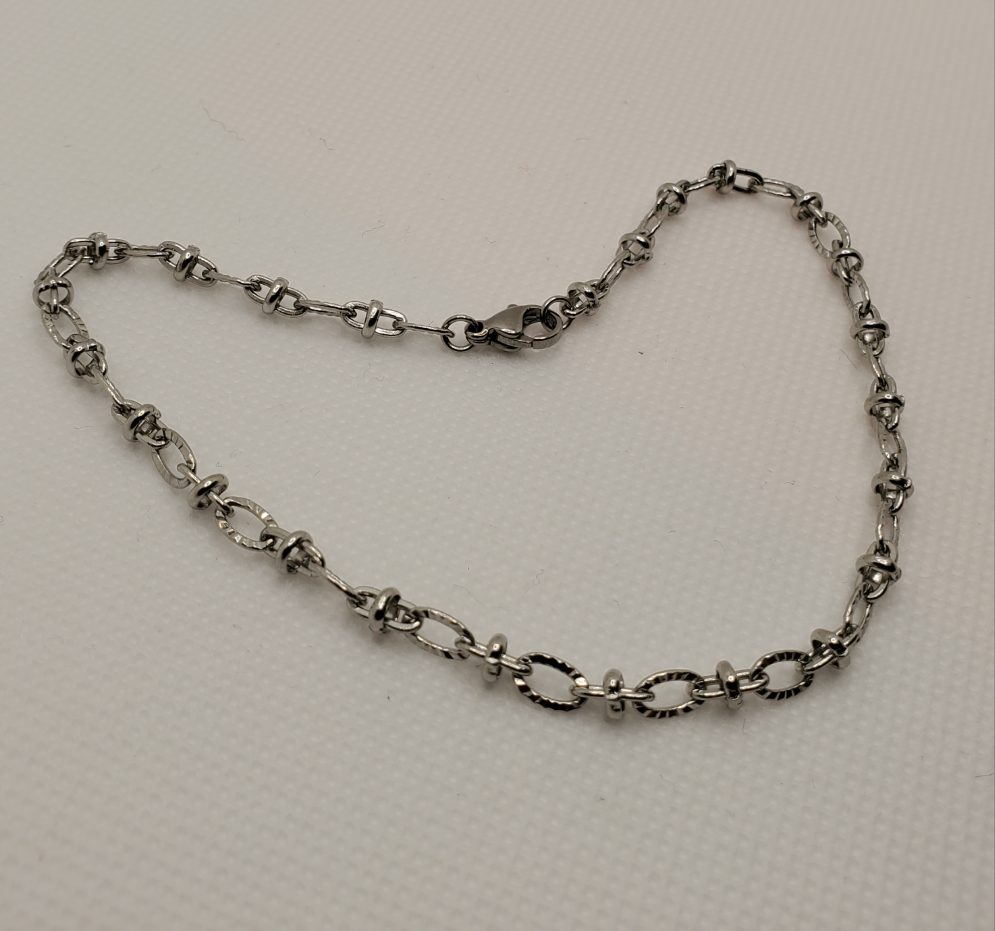 Stainless Steel Diamond Cut Cable Link Chain Anklet 10"