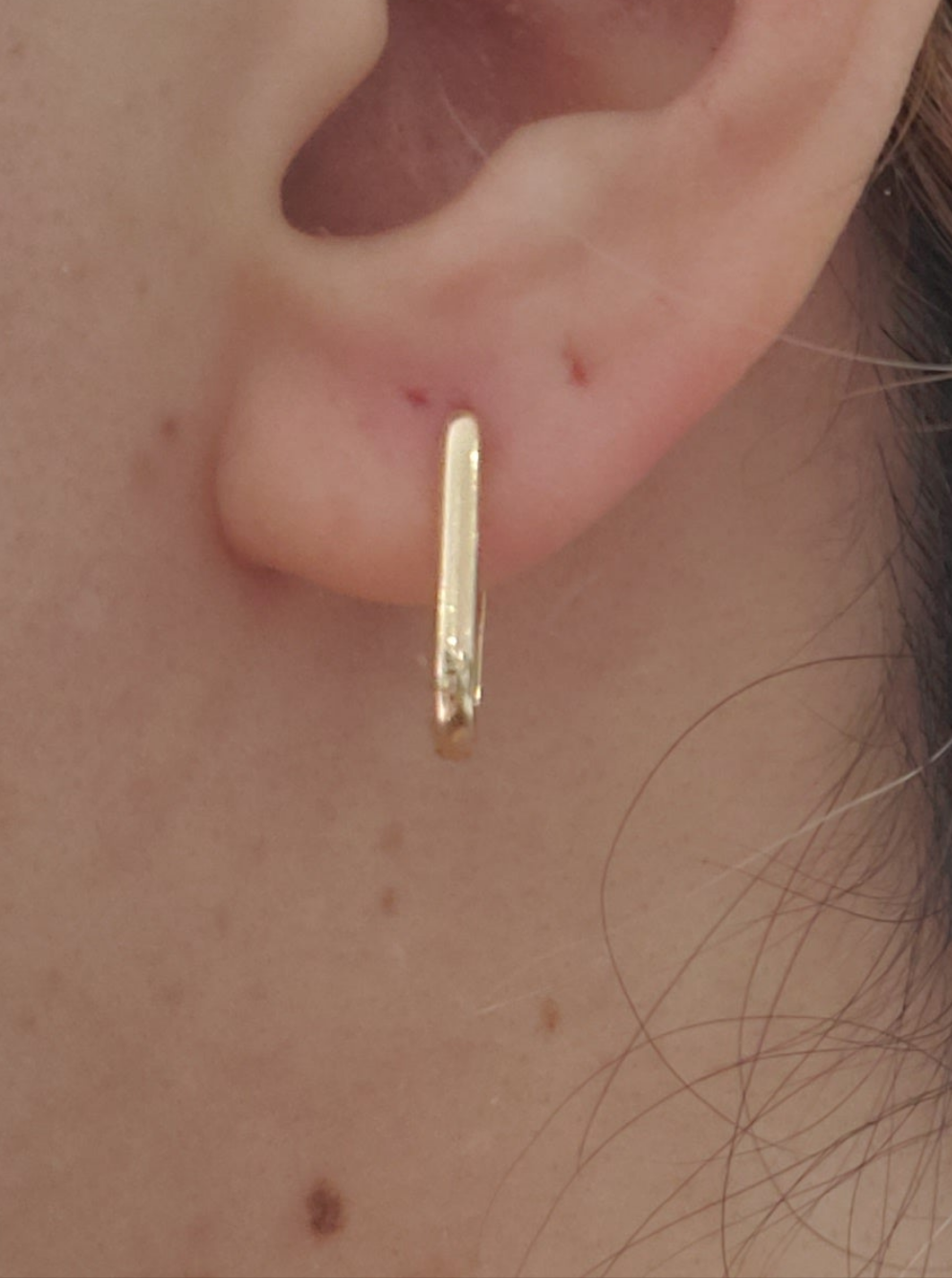 14k Solid Gold Hi-Polish Paperclip Huggie Hoop Earrings