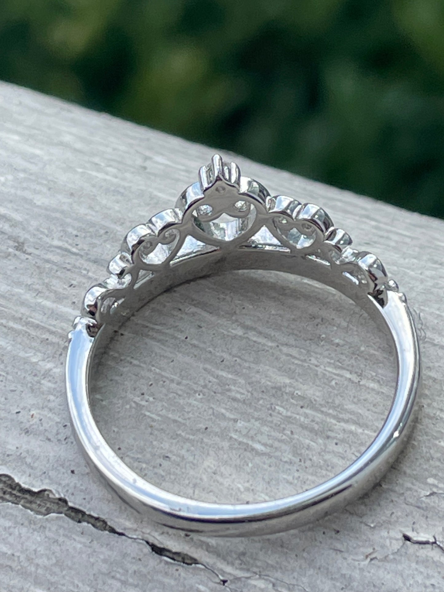 925 Sterling Silver Princess Tiara Ring sz 7