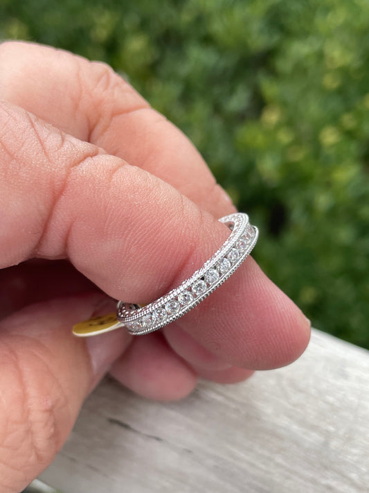 925 Sterling Silver Eternity Cz Band Ring sz 9