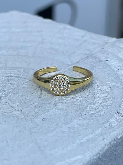 925 Sterling Silver Vermeil Petite Cluster Zirconia Adjustable Toe/ Mid-Finger Ring