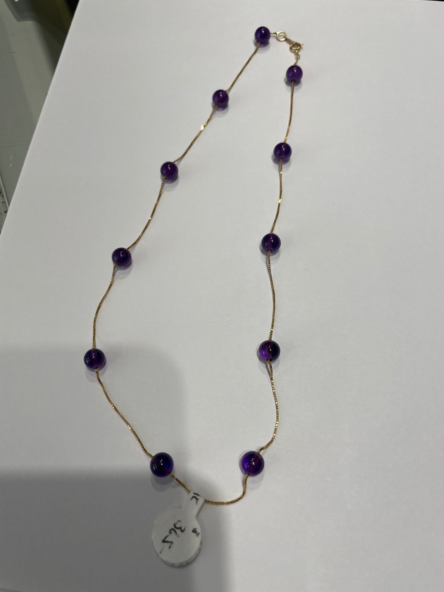 14k Gold Amethyst Ball Stone By the Yard 16” Necklace