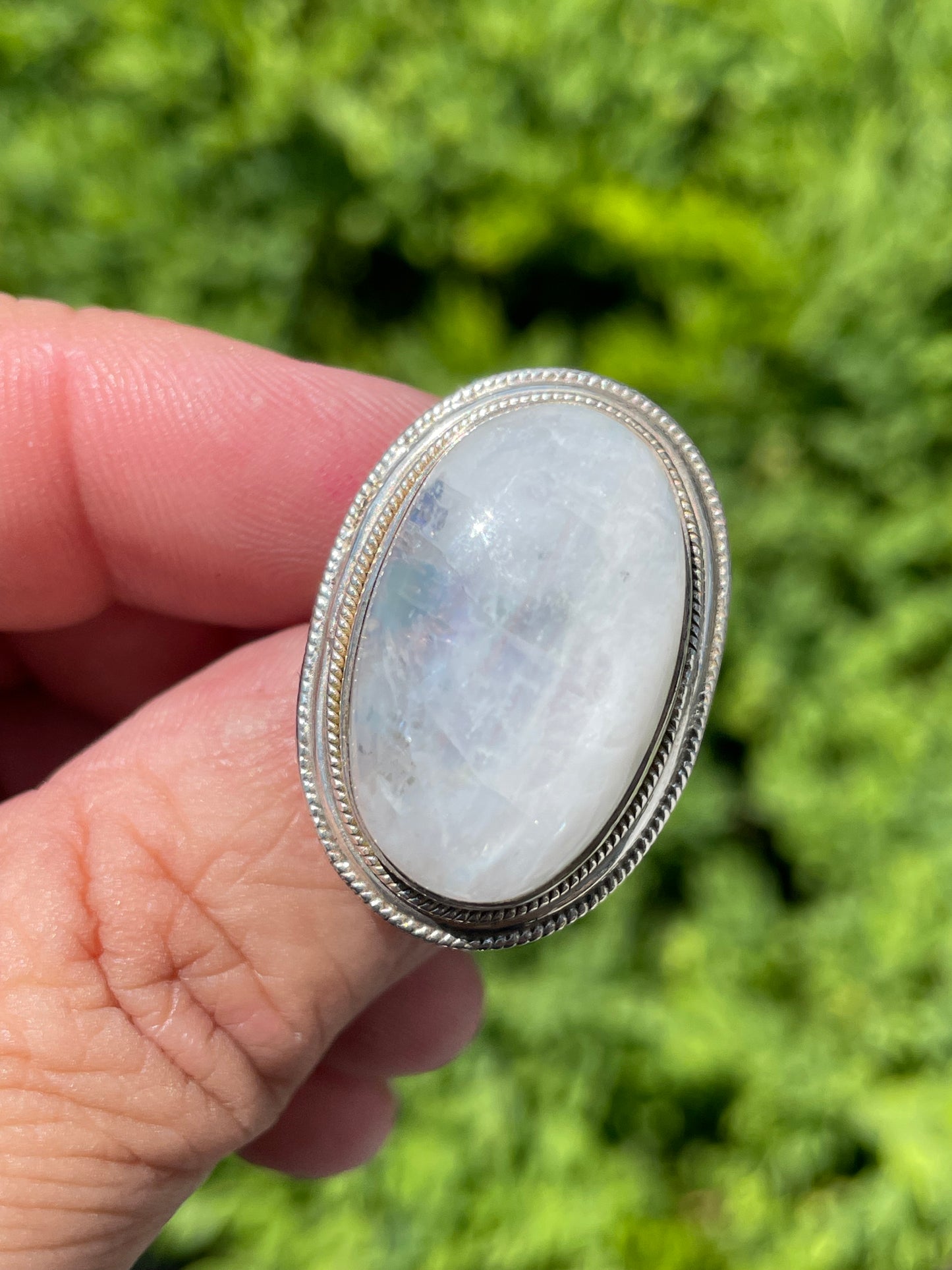 925 Sterling Silver Large Oval Moonstone Cocktail Ring