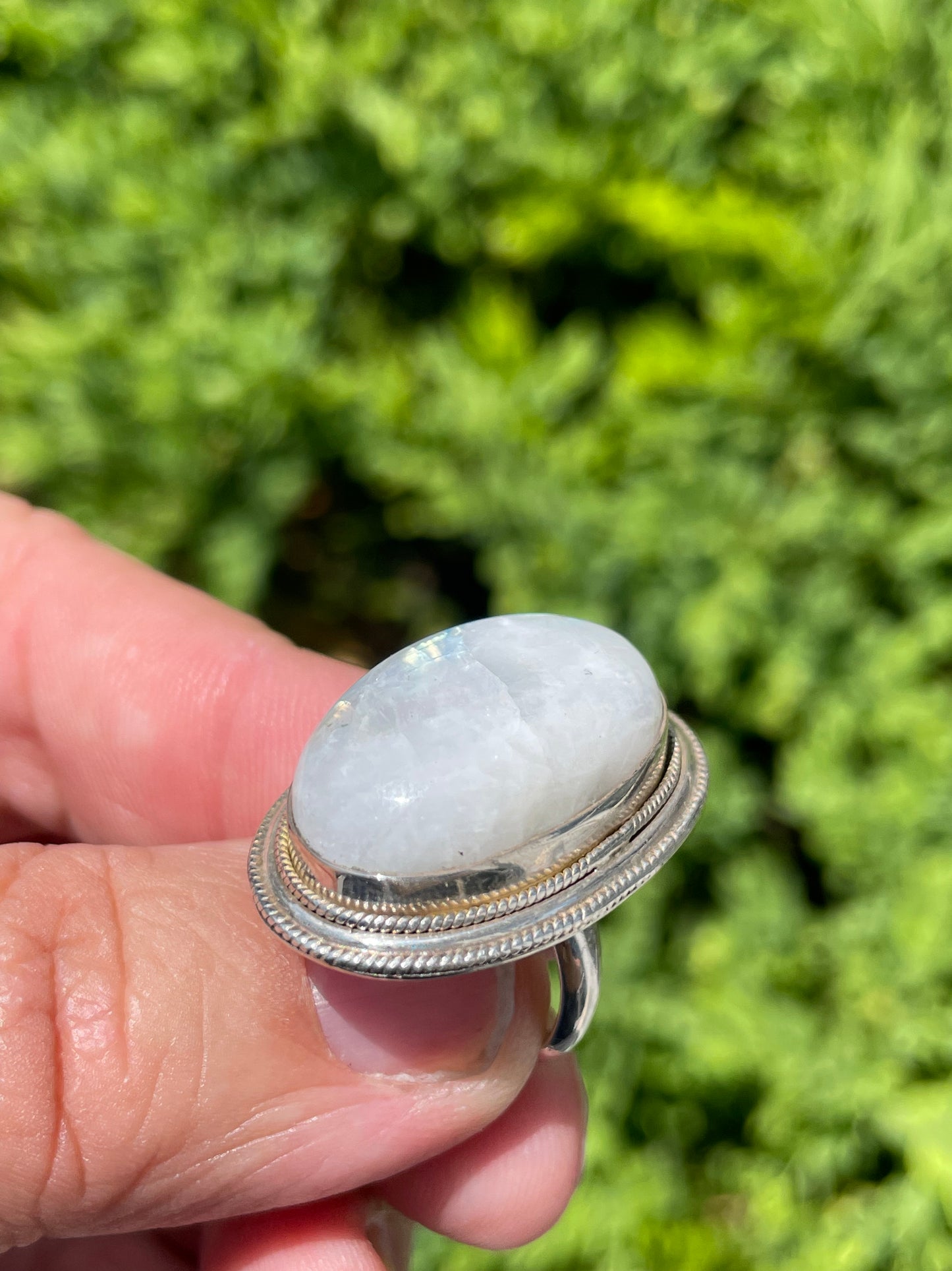 925 Sterling Silver Large Oval Moonstone Cocktail Ring