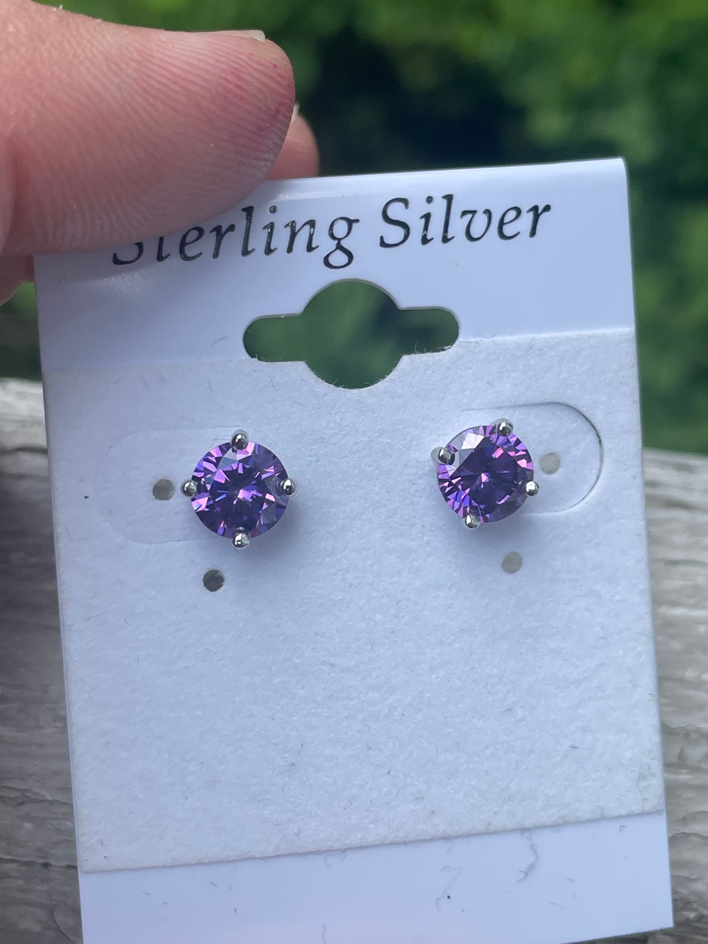 925 Sterling Silver 1.00ct Simulated Amethyst Stud Earrings