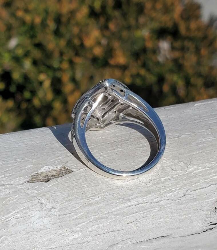 925 Sterling Silver Designer p ⭐️m Black Obsidian Infinity Ring
