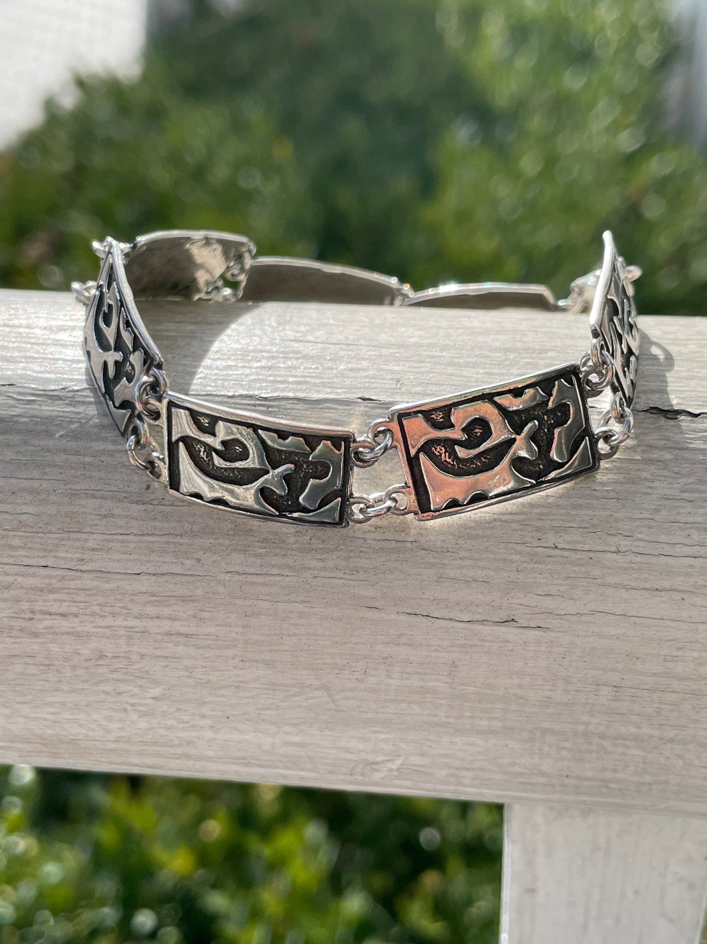 Designer Noy Li 925 Sterling Silver Modernist Decor Bracelet