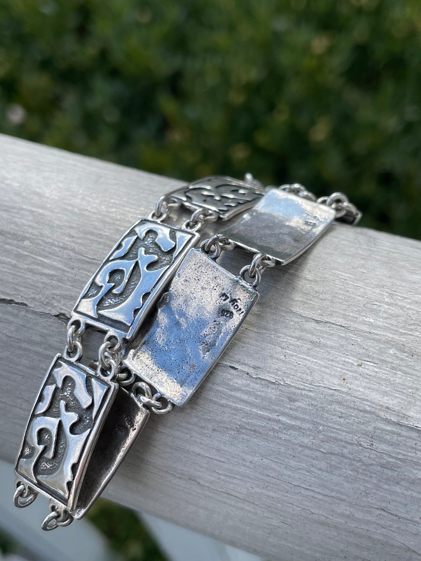 Designer Noy Li 925 Sterling Silver Modernist Decor Bracelet
