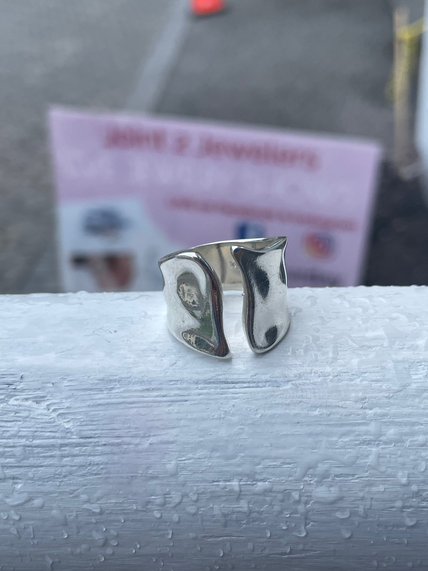 Modernist Designer Tom Solow 925 Sterling Silver Open Wavy Wrap Around Ring
