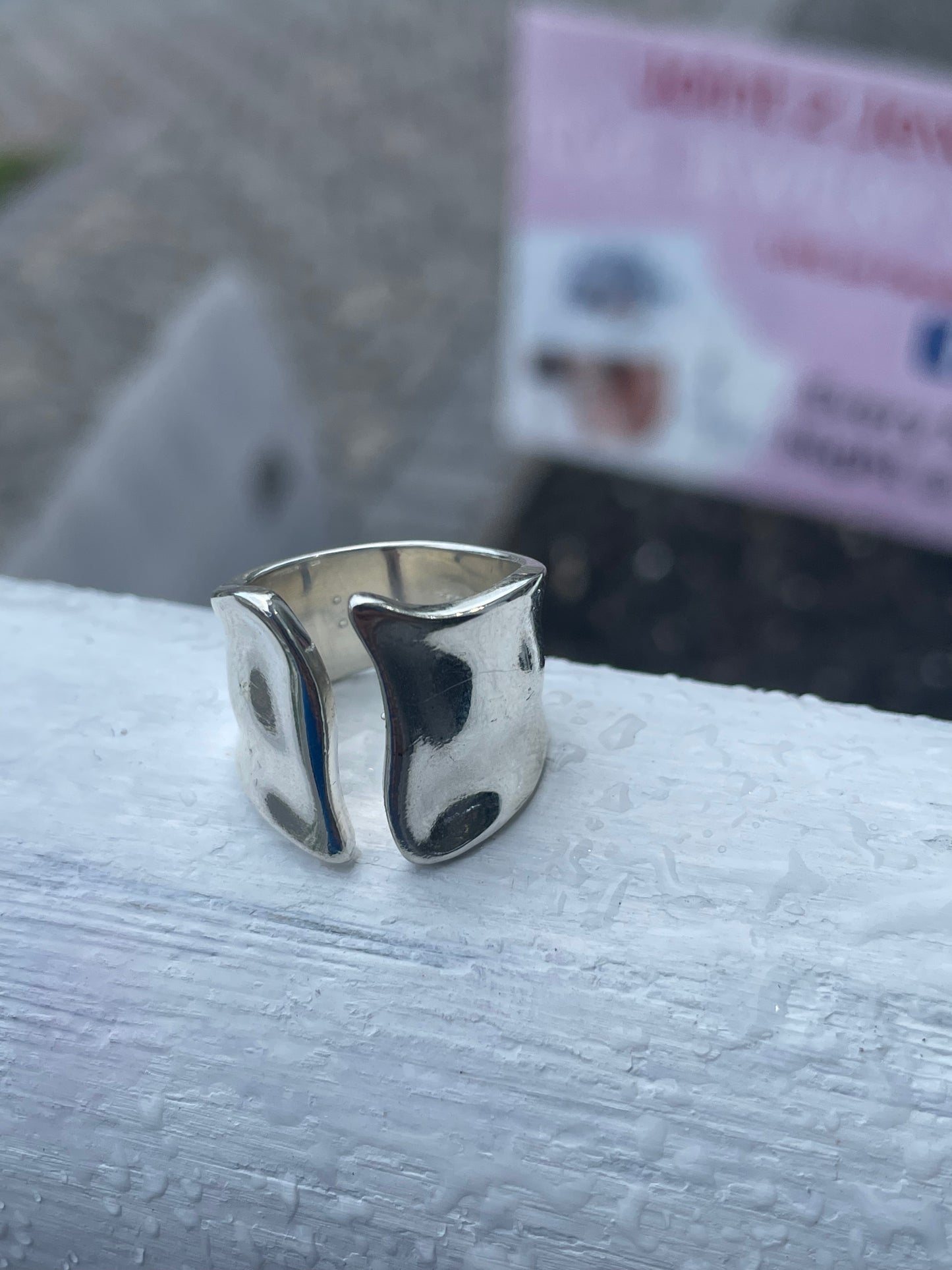 Modernist Designer Tom Solow 925 Sterling Silver Open Wavy Wrap Around Ring
