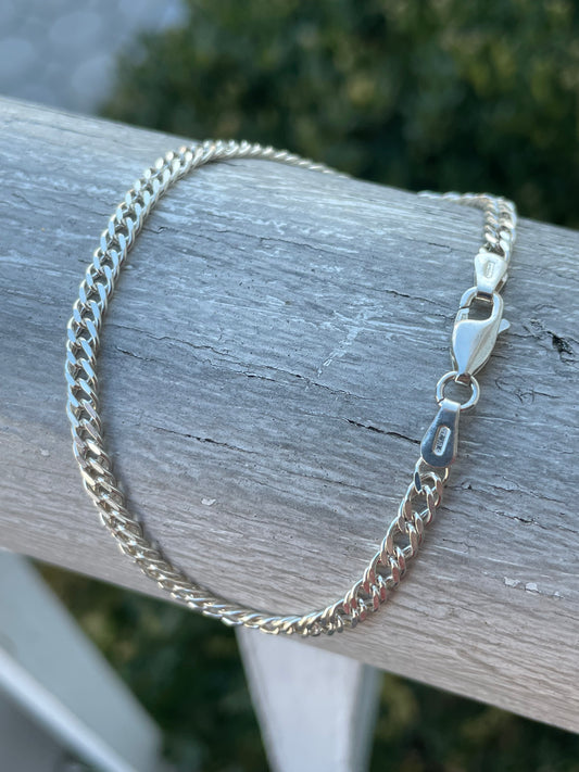 925 Sterling Silver Curb Link Bracelet 7.5”