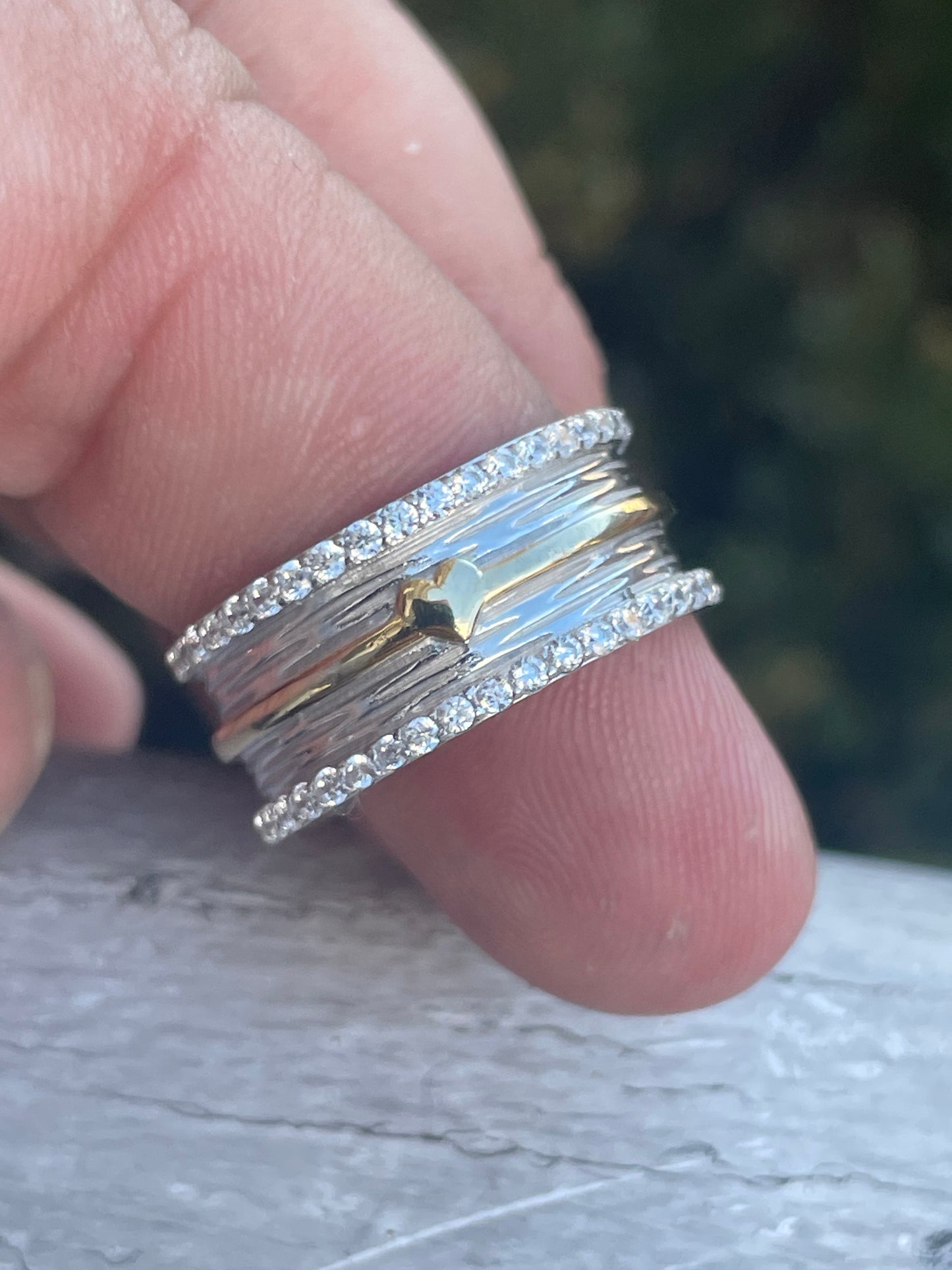 925 Sterling Silver & Vermeil “My Love is Eternal” Cz Band Ring