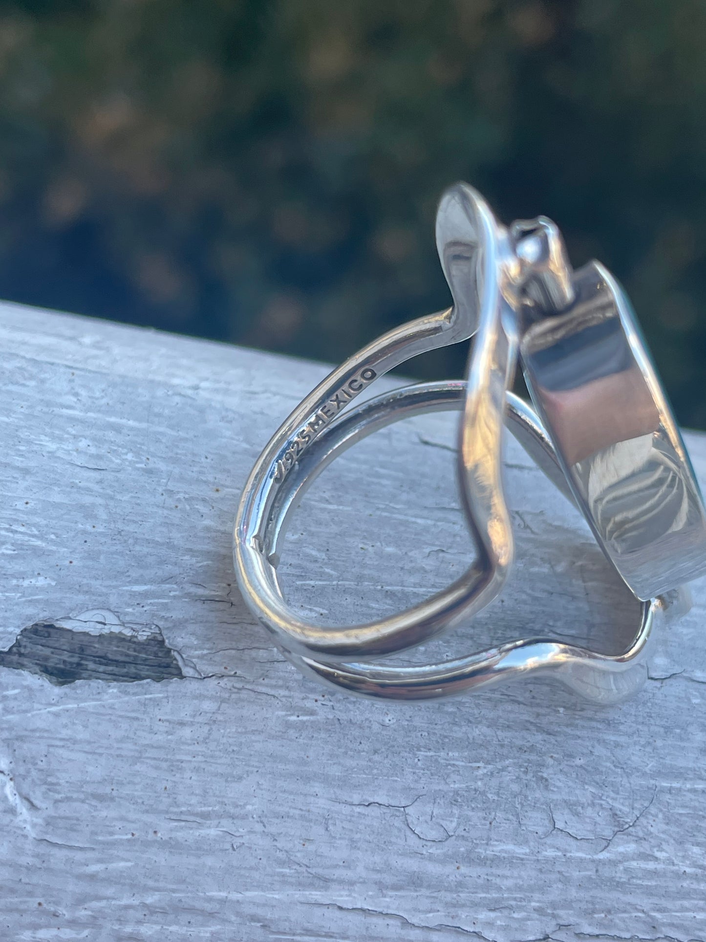 925 Sterling Silver Reverdible Turquoise & Onyx Decor Ring