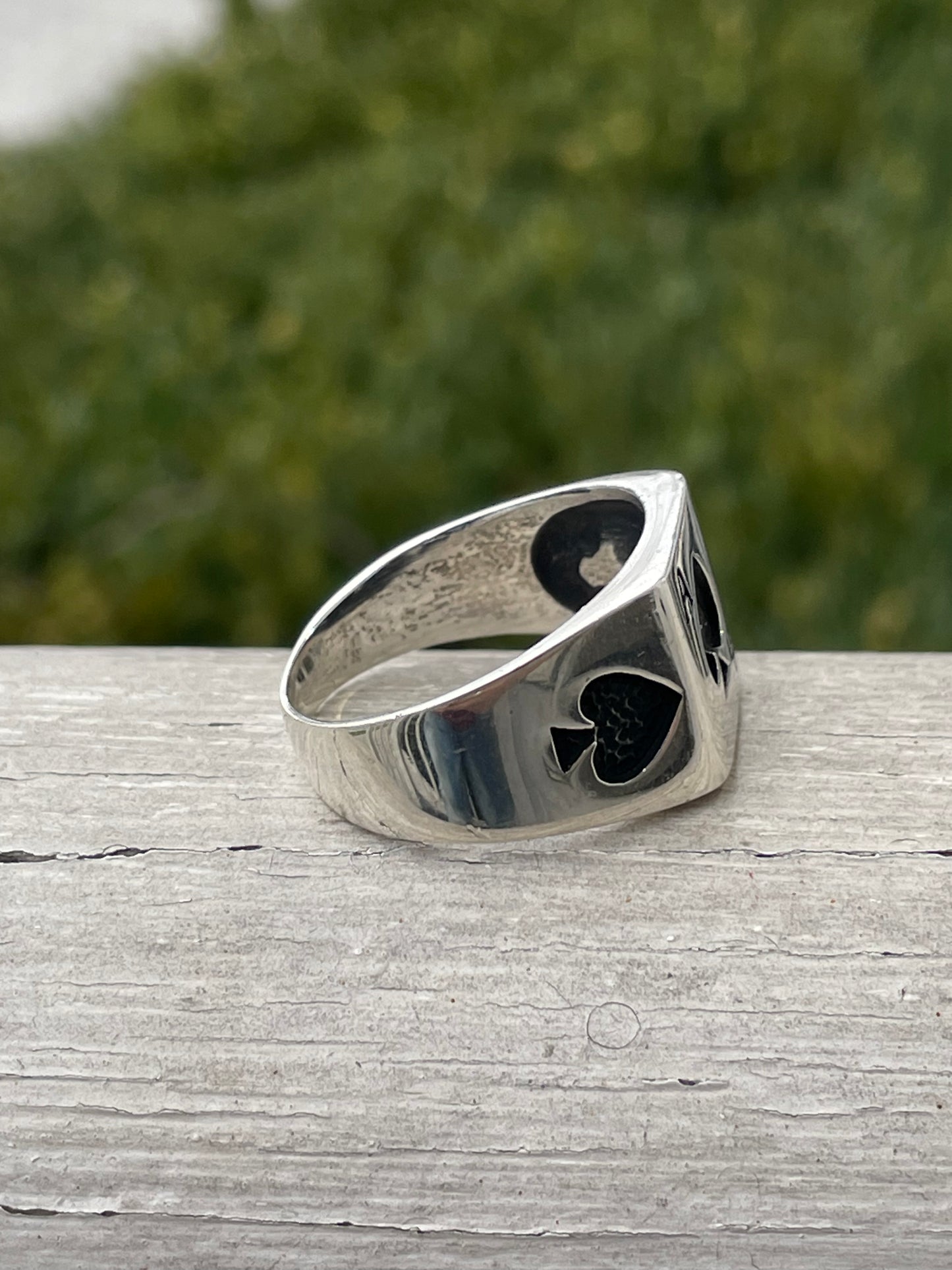 925 Sterling Silver Ace of Spades Signet Ring