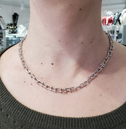 925 Sterling Silver Tiffany Style Paperclip Chain Necklace
