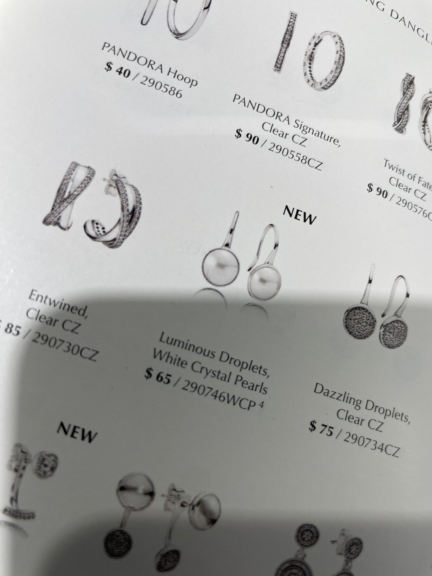 Retired Pandora Luminous Droplets White Crystal Pearl Earrings 290746WCP
