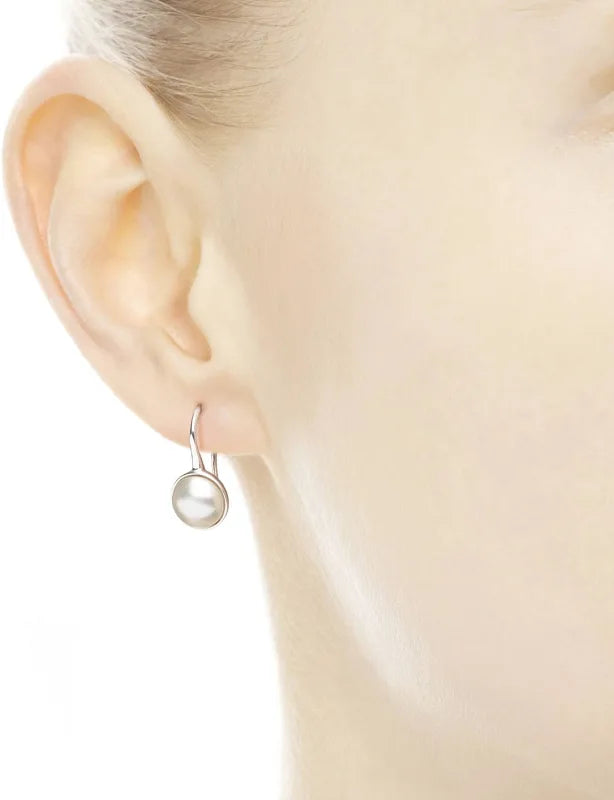 Retired Pandora Luminous Droplets White Crystal Pearl Earrings 290746WCP