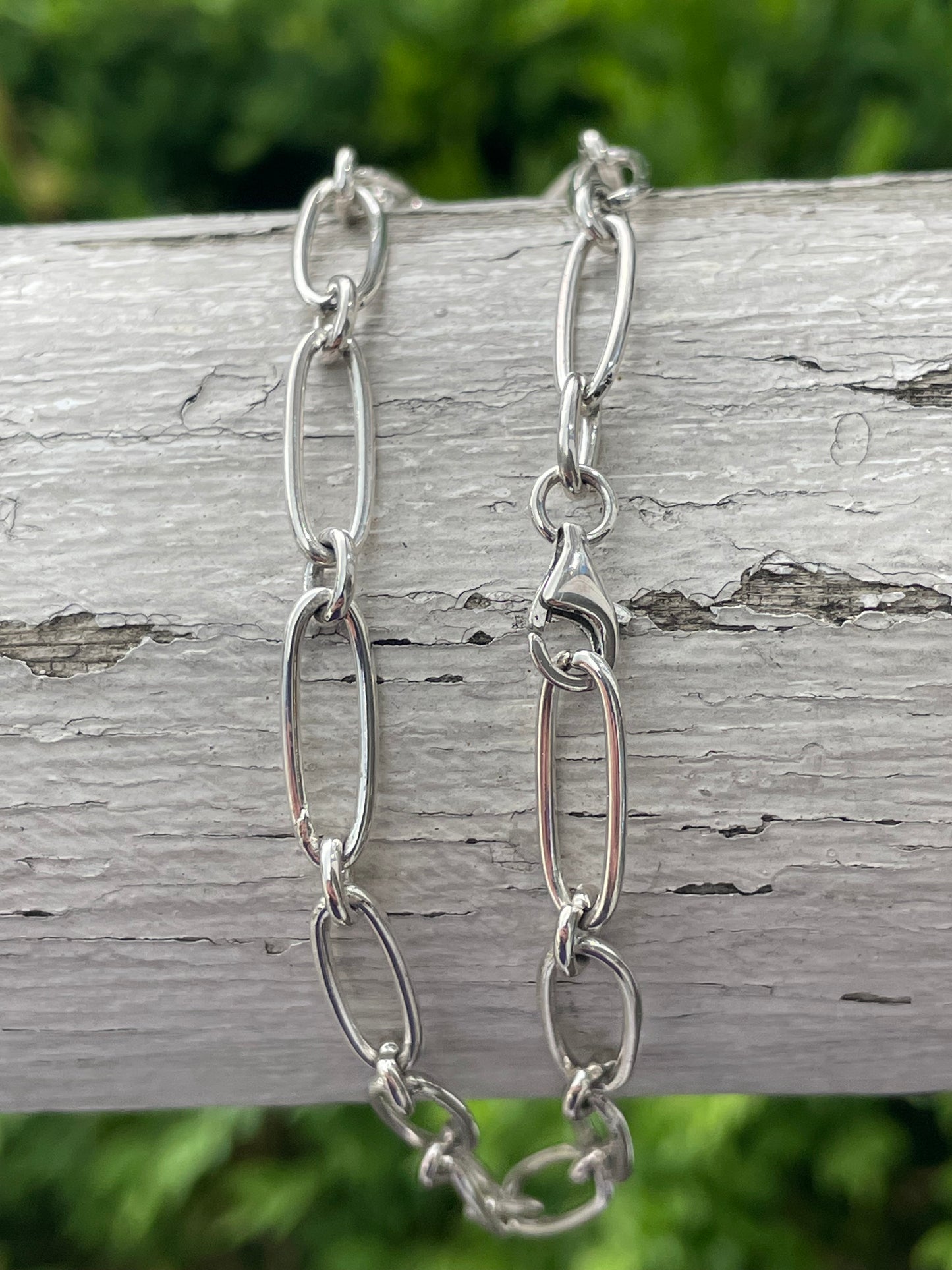 925 Sterling Silver Paperclip Anklet