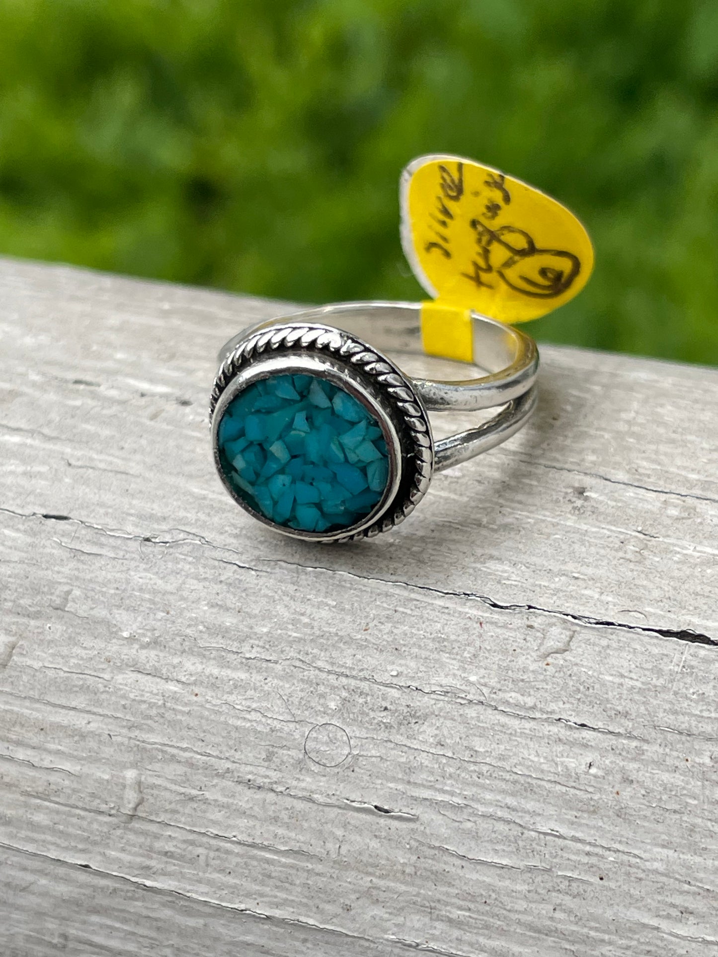 925 Sterling Silver Mosaic Turquoise Signet Ring