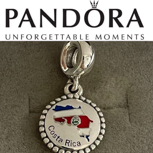 Pandora Costa Rica Country Map Flag Exclusive Travel Dangle Charm