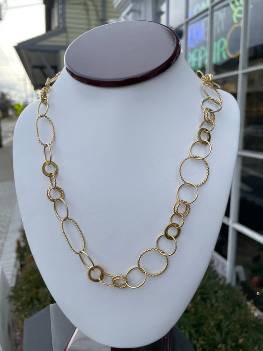 925 Sterling Silver Vermeil Circle upon Circle Fashionista Necklace