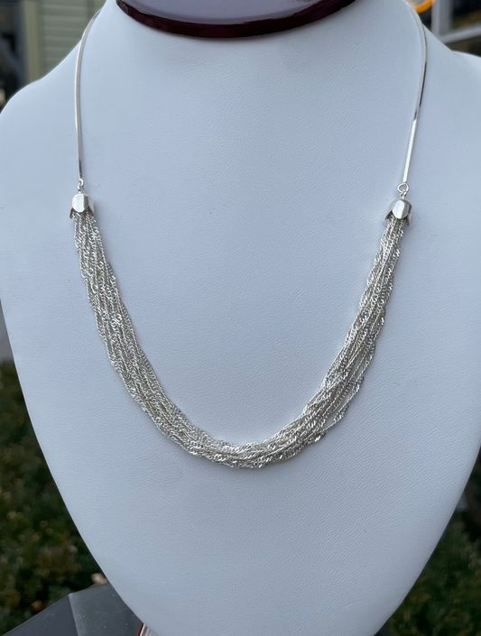 925 Sterling Silver Twisted Glamour Multi-Strand Necklace