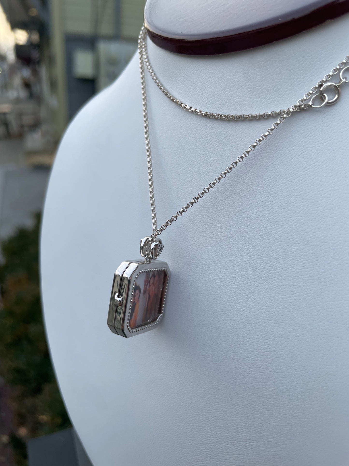 925 Sterling Silver WY Reversible Square Locket Necklace