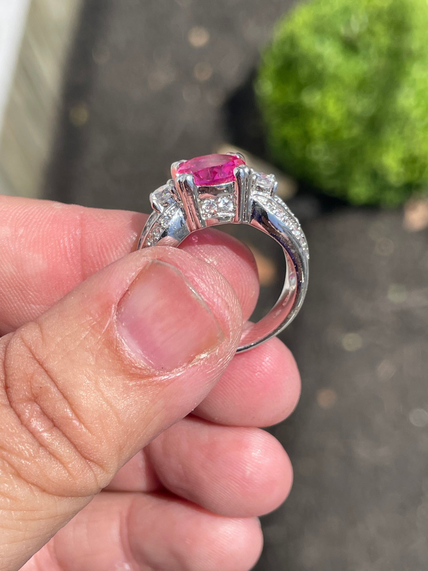 925 Sterling Silver 3.00ct Synthetic Ruby Cocktail Ring
