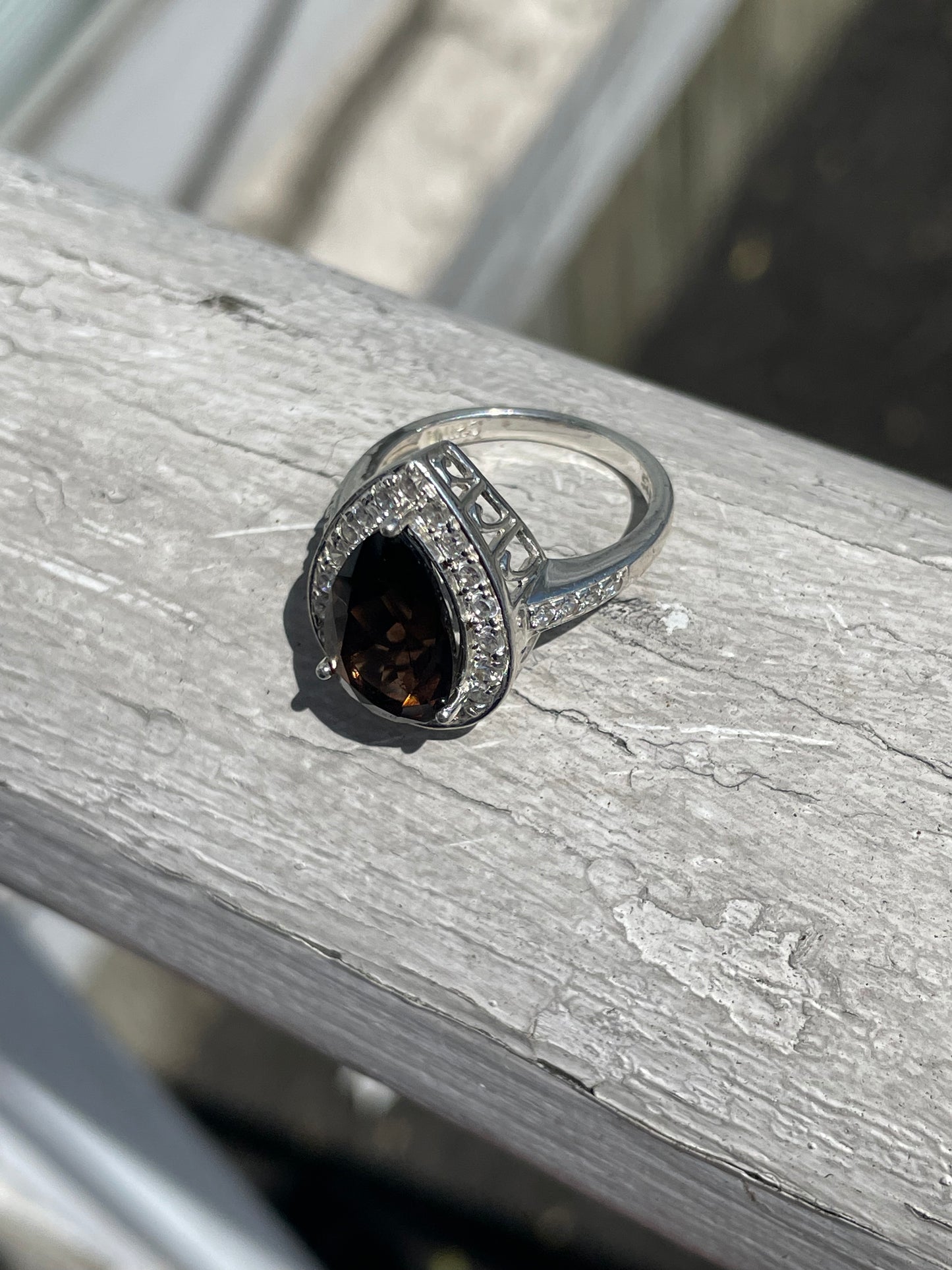 925 Sterling Silver Smoky Topaz Cocktail Ring