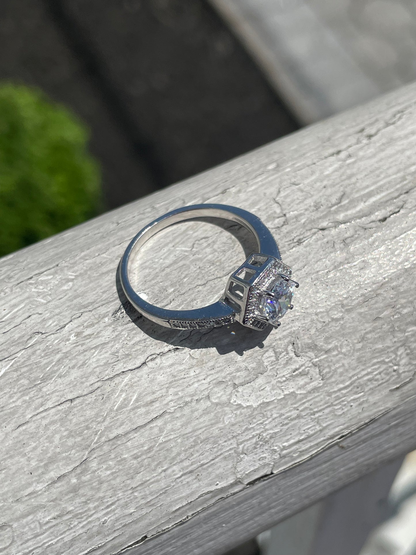 925 Sterling Silver Clear Zirconia Cocktail Ring