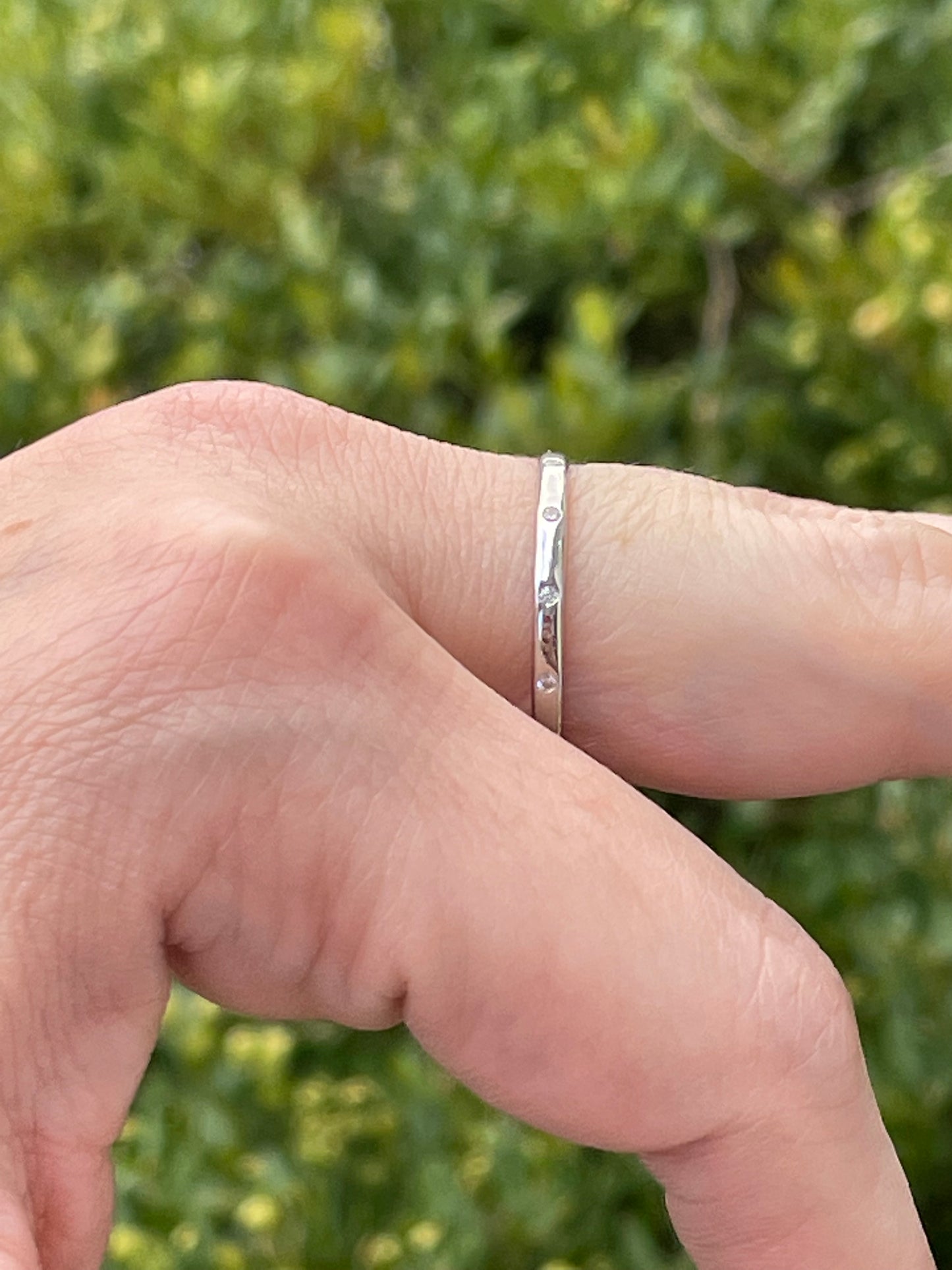 925 Sterling Silver Clear Zirconia Thin Band Stack Ring