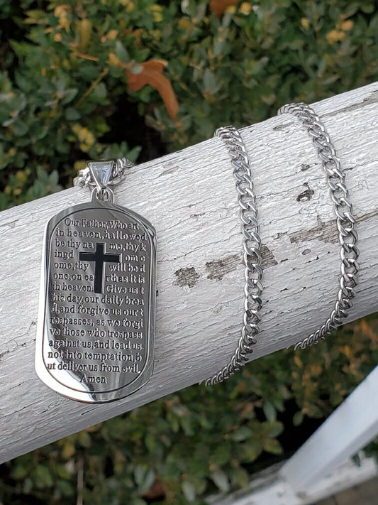 Stainless Steel Lord’s Prayer Dogtag Necklace