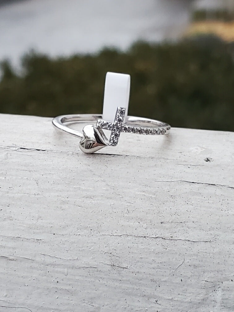 925 Sterling Silver Petite Faith & Love Wraparound Ring