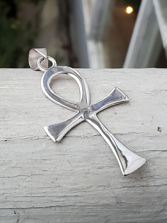 925 Sterling Silver Ankh Pendant Charm