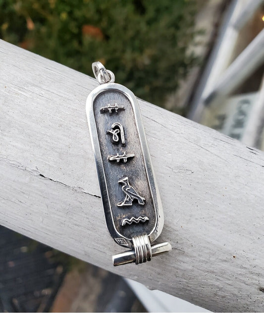 925 Sterling Silver Egyptian Cartouche Pendant Charm
