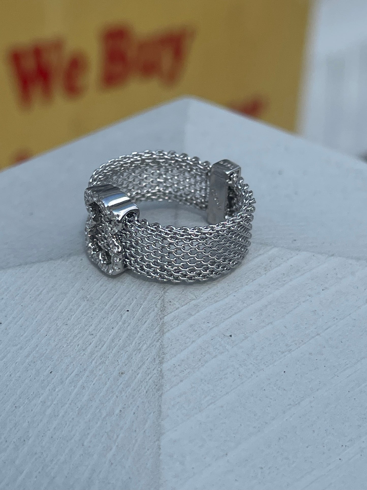 925 Sterling Silver Designer TOUS Mesh Band Ring Sz 7