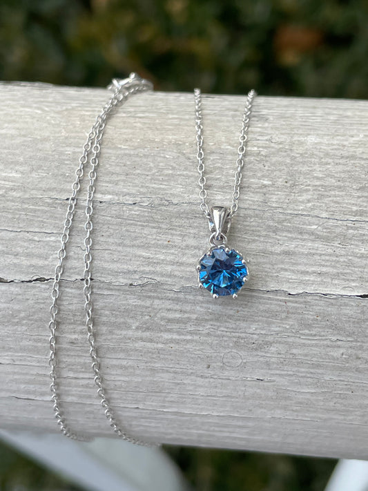 925 Sterling Silver Hampton Blue Topaz Solitaire Necklace