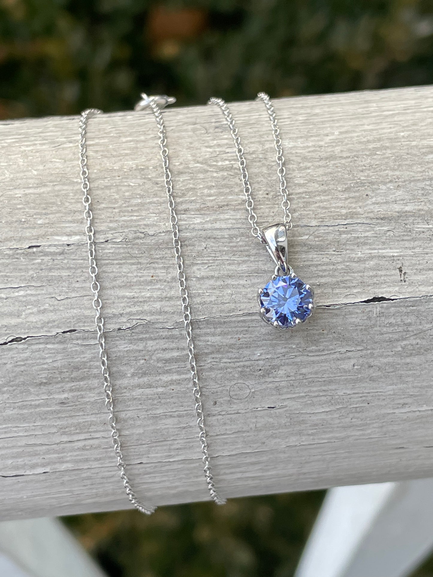 925 Sterling Silver Lab Tanzanite Solitaire Necklace