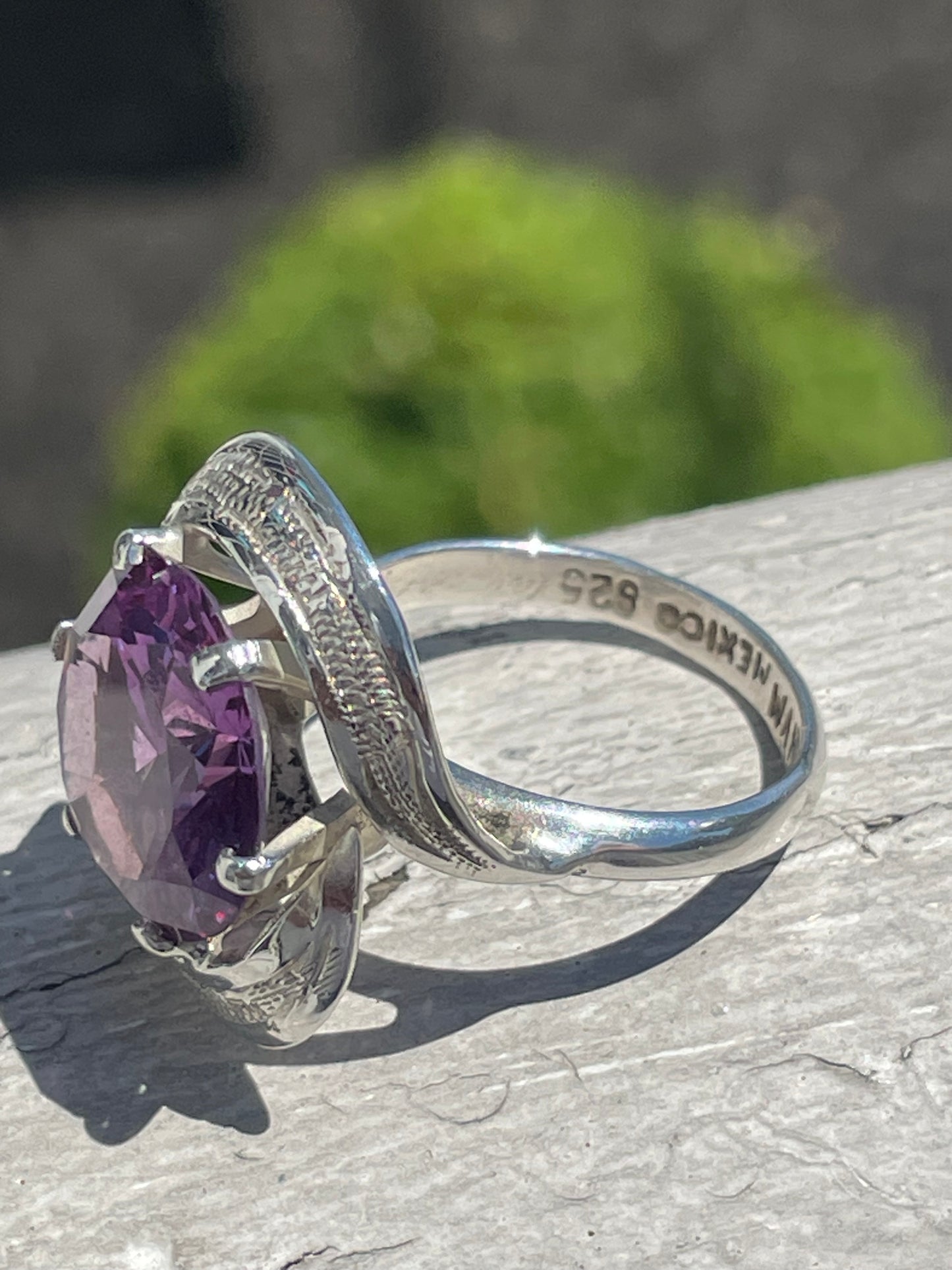 925 Sterling Silver 9.00ct Amethyst Statement Ring