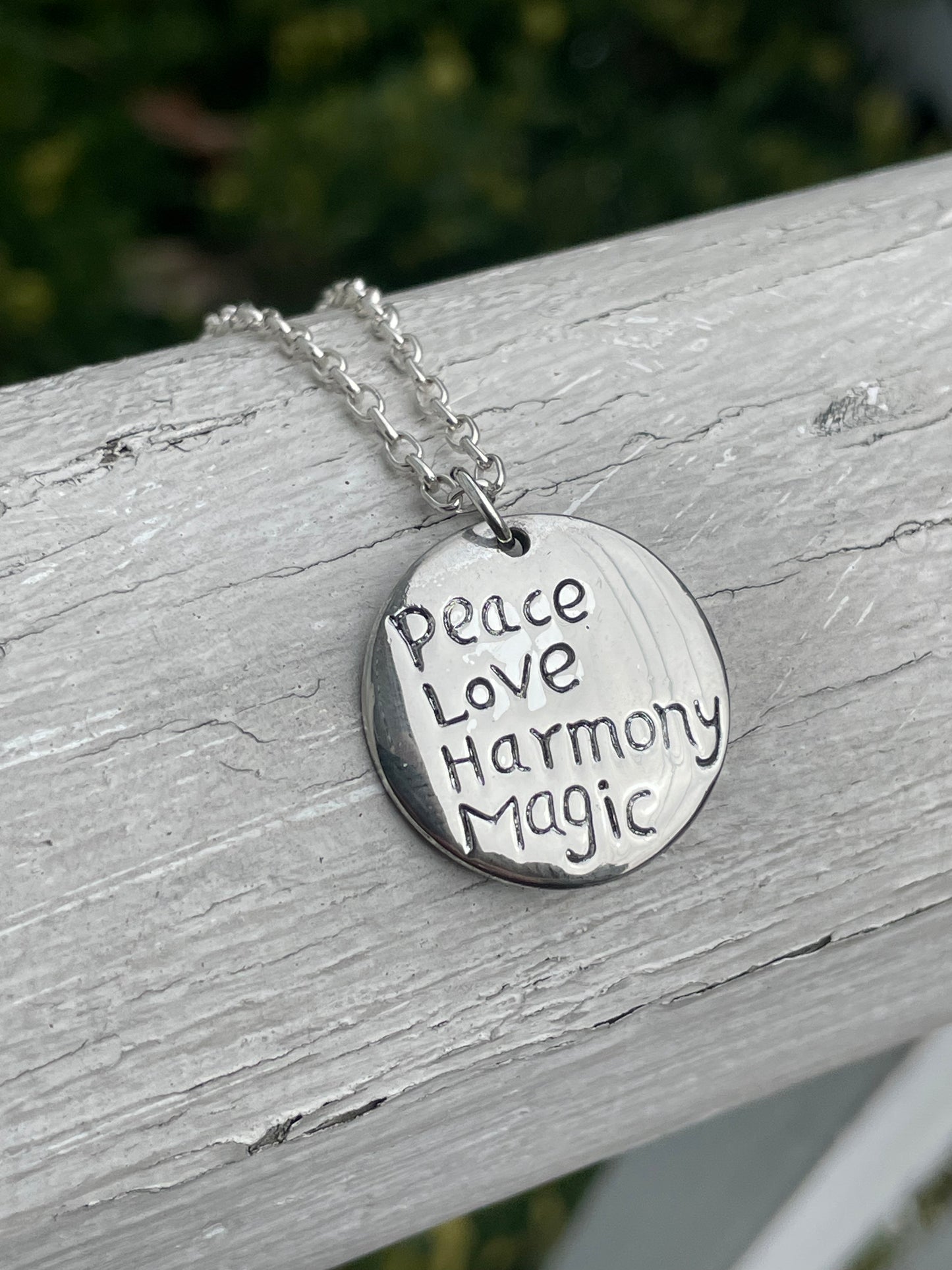 925 Sterling Silver Designer FAS Peace Love Harmony Magic Amulet Necklace