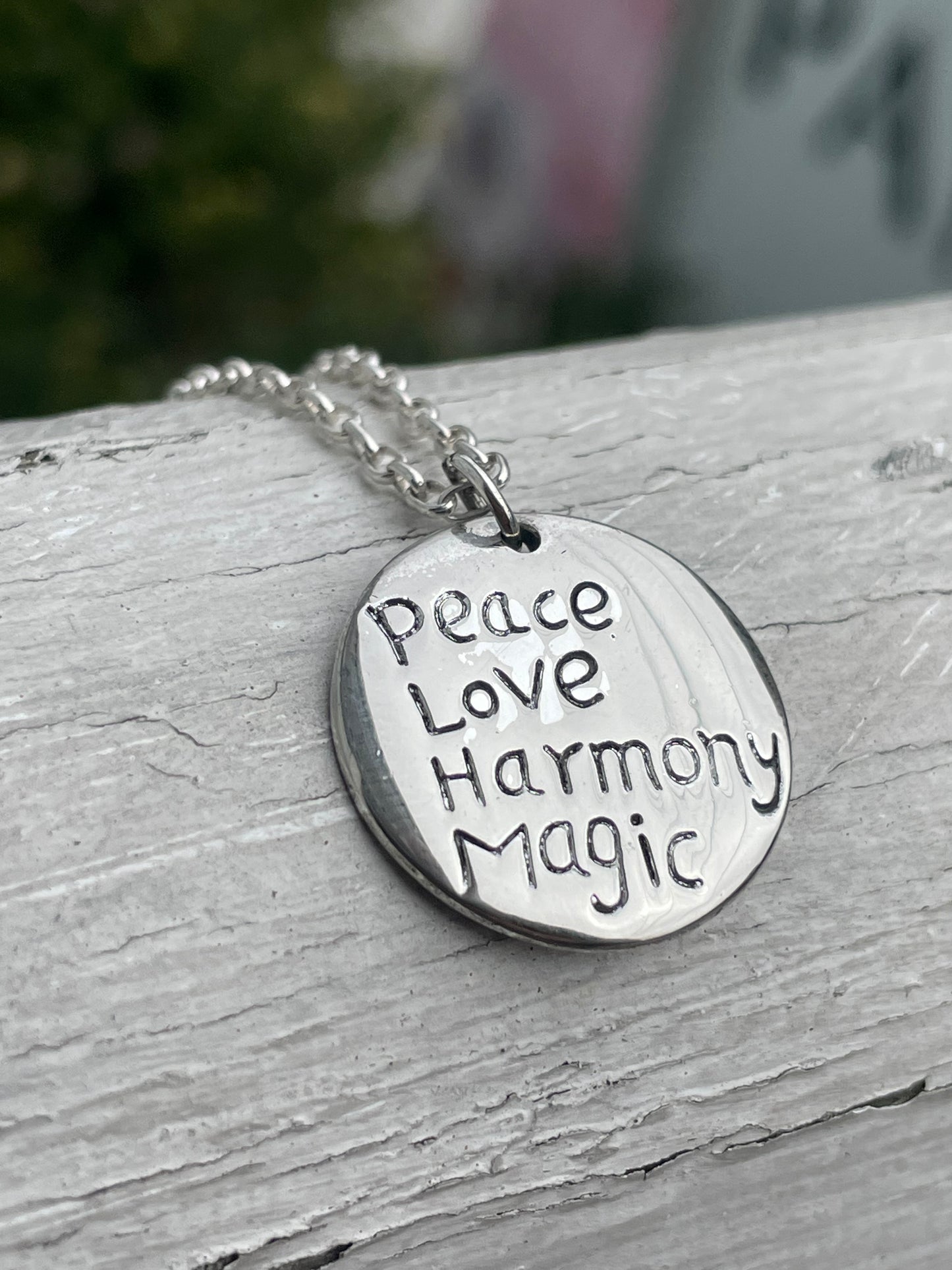 925 Sterling Silver Designer FAS Peace Love Harmony Magic Amulet Necklace
