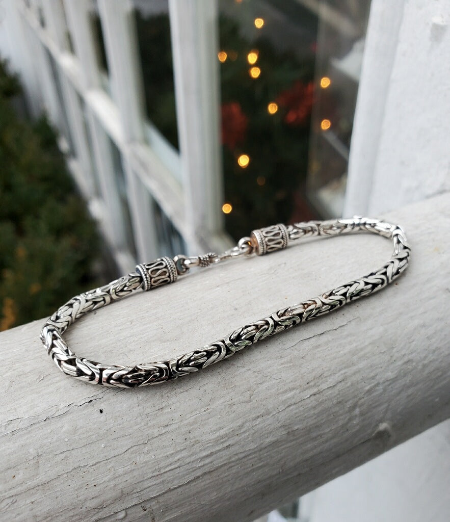 925 Sterling Silver Byzantine Link Bracelet