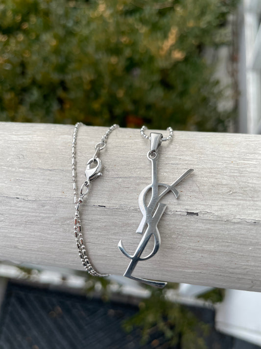 Stainless Steel YSL logo Necklace