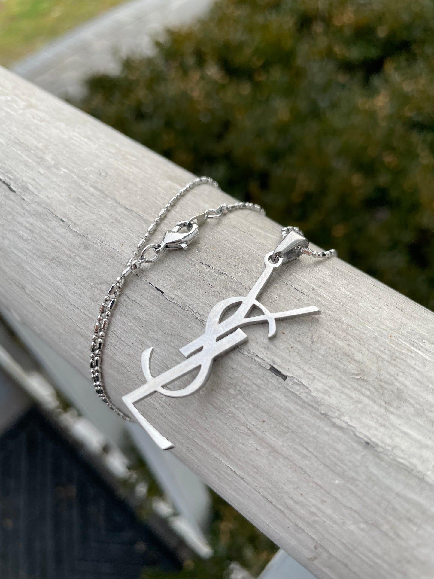 Stainless Steel YSL logo Necklace