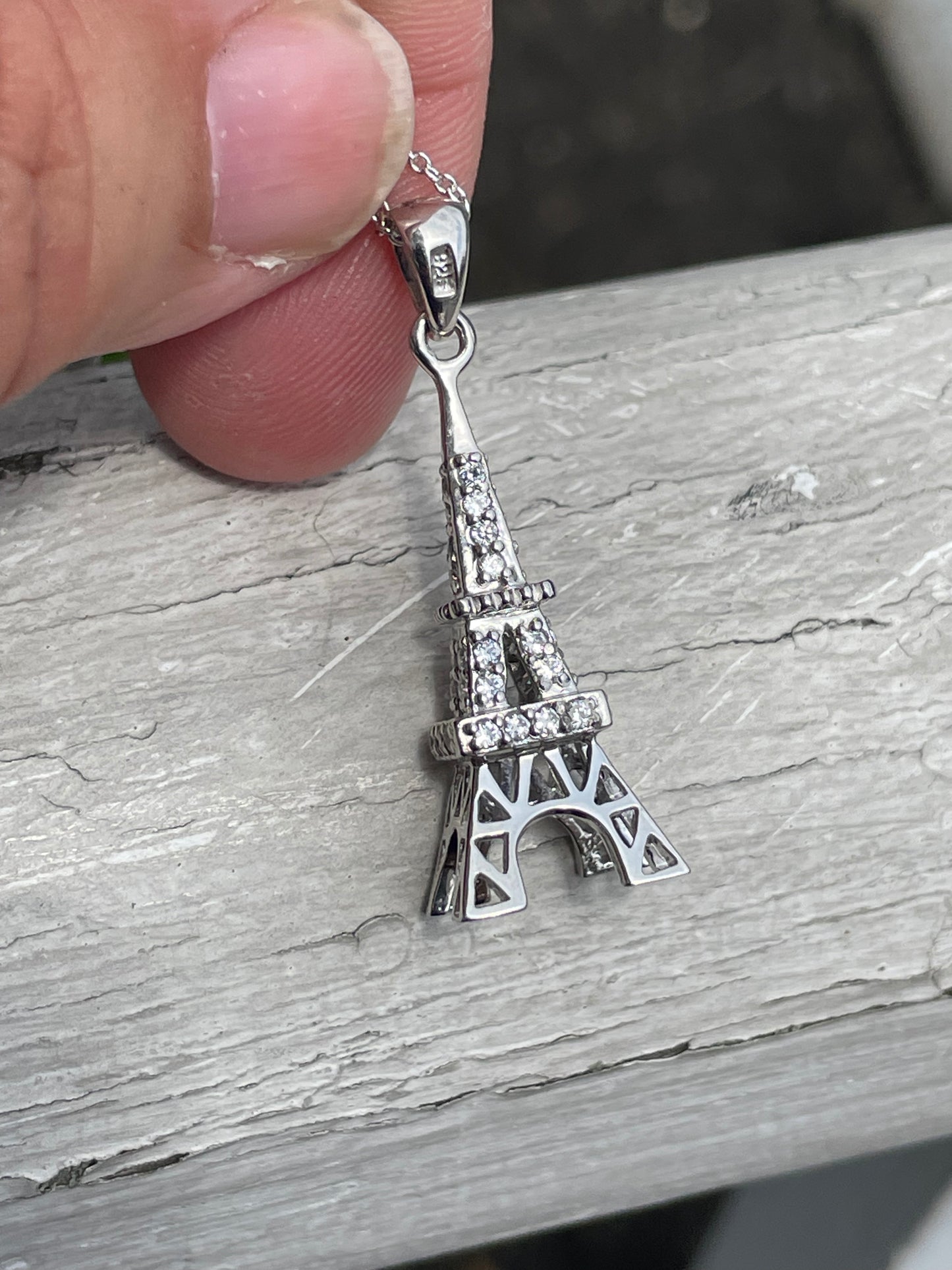 925 Sterling Silver 3-D Paris Eiffel Tower Necklace