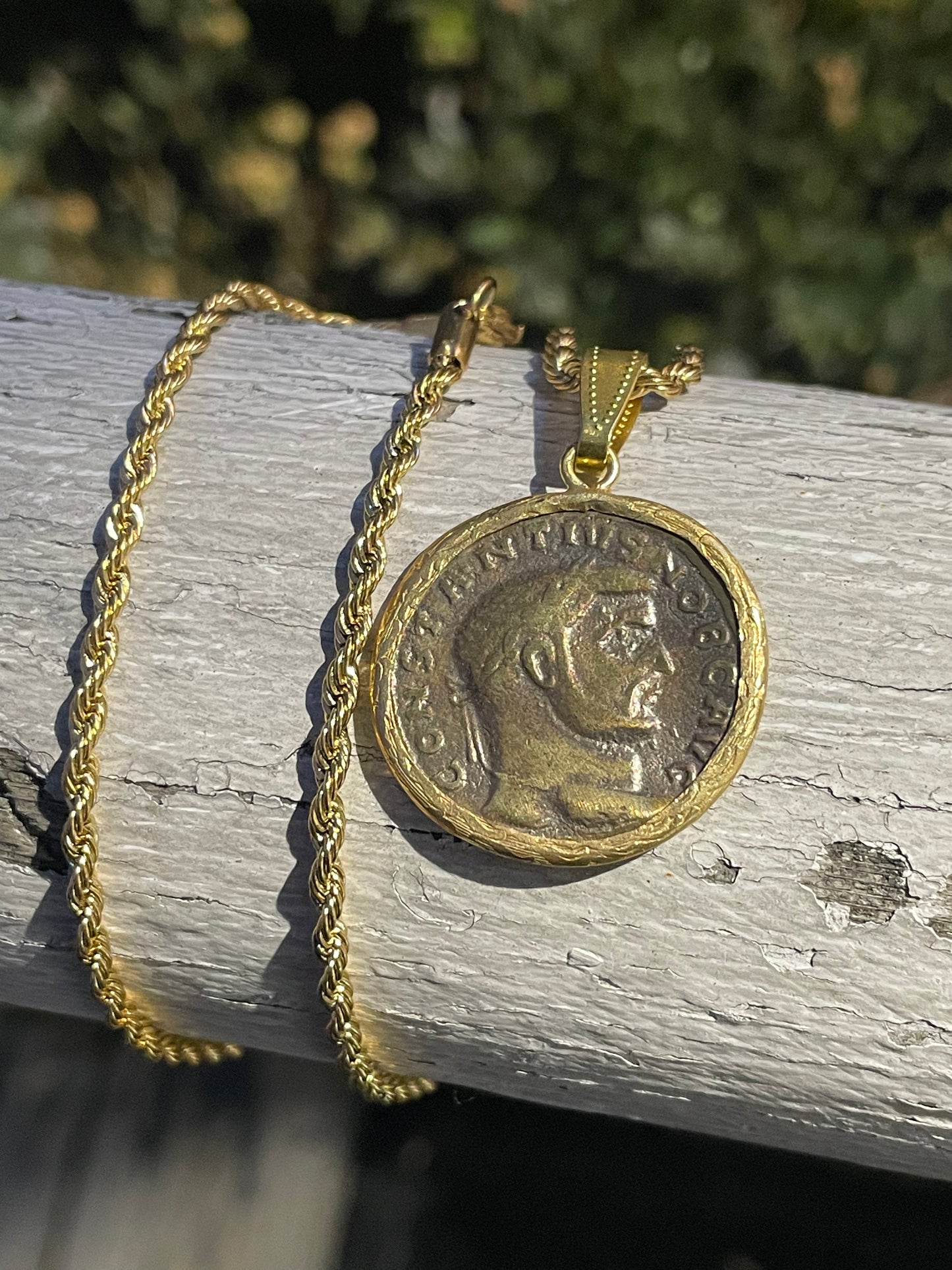 Brass Constantine Roman Coin Necklace
