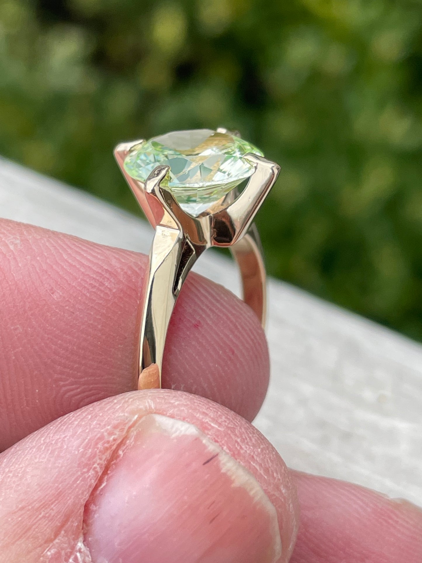 10k Gold Solitaire Empire Synthetic Peridot Ring