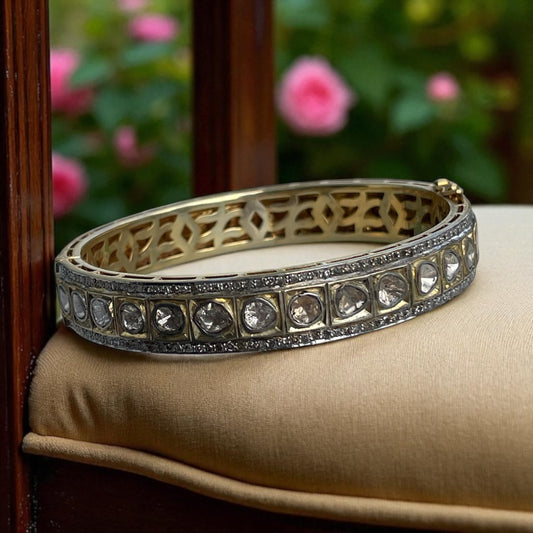 Vermeil 20.00ct Natural Diamond Bangle Bracelet 7”