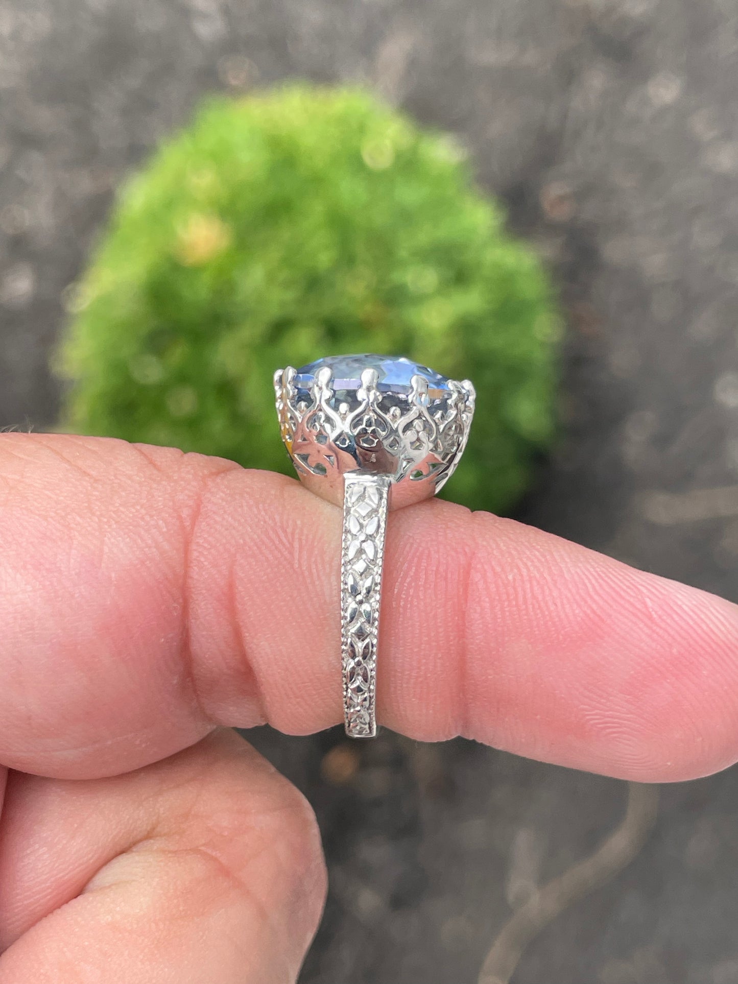 Designer ATR Chuck Clemency Sterling Silver Large Tanzanite Crystal Statement Ring