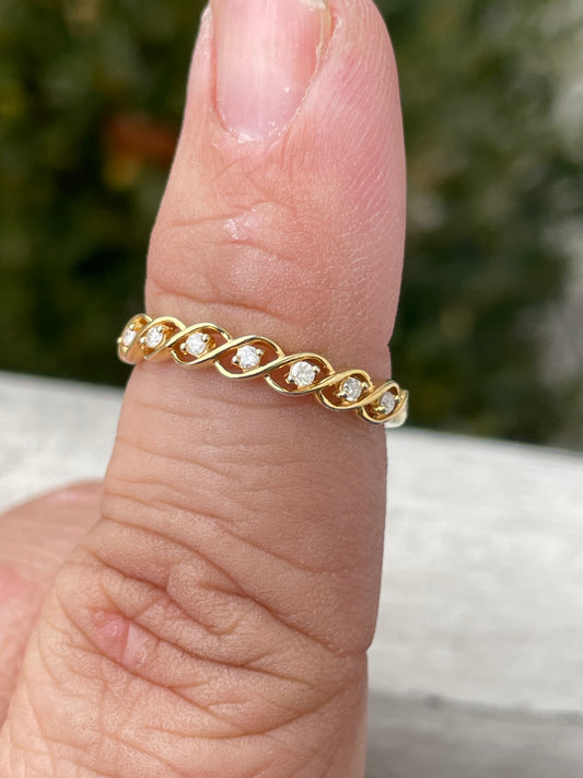 925 Sterling Silver Vermeil Diamond Infinity Band Ring